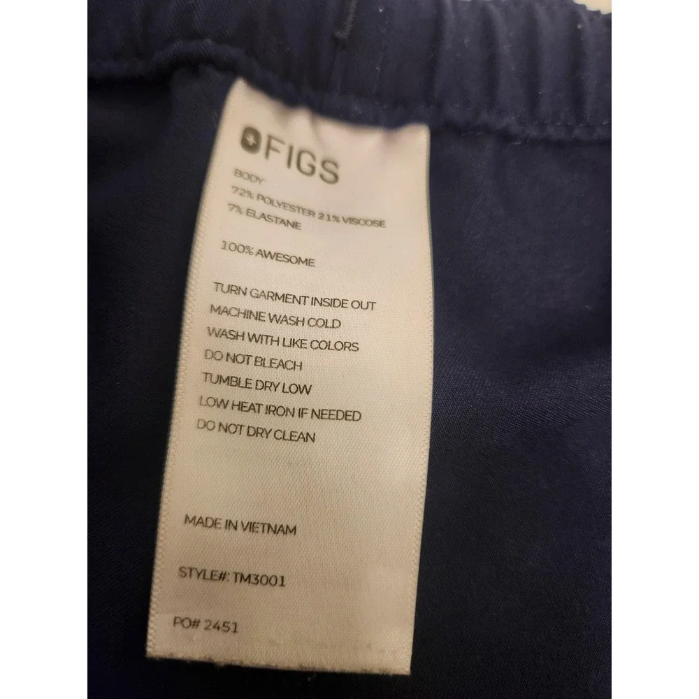 Figs Scrub Pants Mens 2XL Navy‎ Blue Technical Collection Elastic Waist TM3001